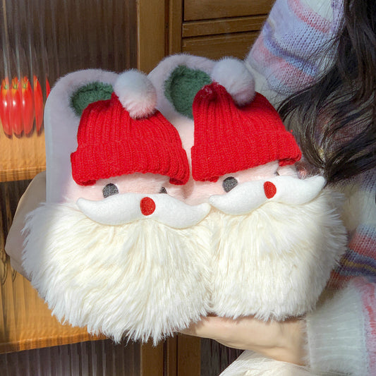 Cute Christmas Santa Claus Home Slippers Winter Warm Indoor Non-slip Floor Plush Shoes For Women ShopyWave