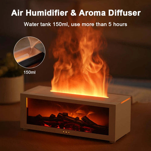 New Flame Aromatherapy Machine Colorful Essential Oil Diffuser Home Large Fog Volume Flame Humidifier 3D Flame Fireplace Machine ShopyWave