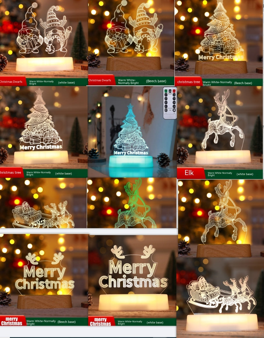 Christmas Decoration 3D Lamp Acrylic LED Night Lights New Year Valentines Day Christmas Kids Gift Christmas Ornaments ShopyWave