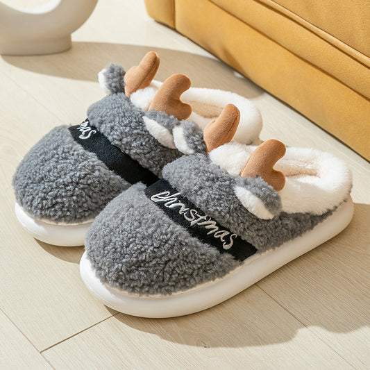 Christmas Shoes Winter Home Slippers Elk Soft Cozy Bedroom Slipper Slip On House Shoes ShopyWave