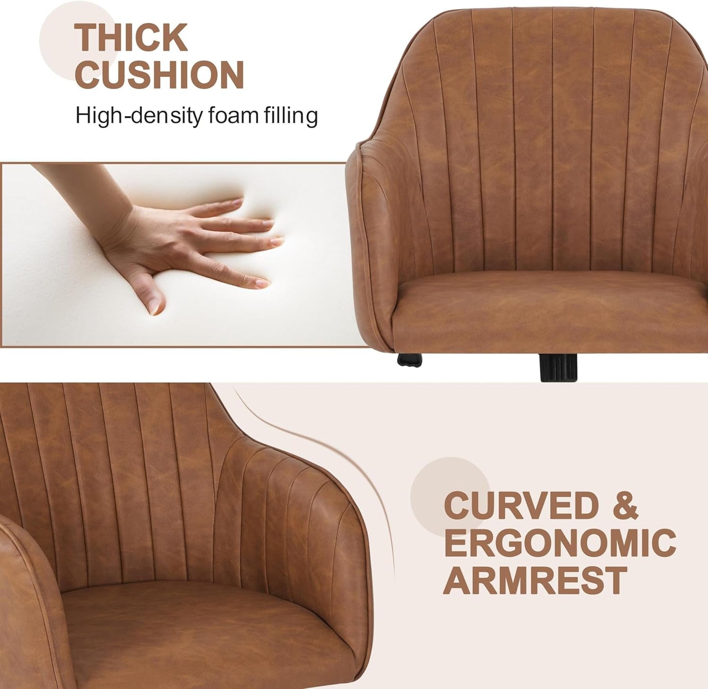 Height Adjustable Brown Ergonomic Office Desk Chair-4