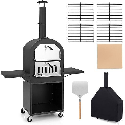 Outdoor Pizza Oven with Protective Cover and Grill Racks and Built-in Thermometer Unbranded