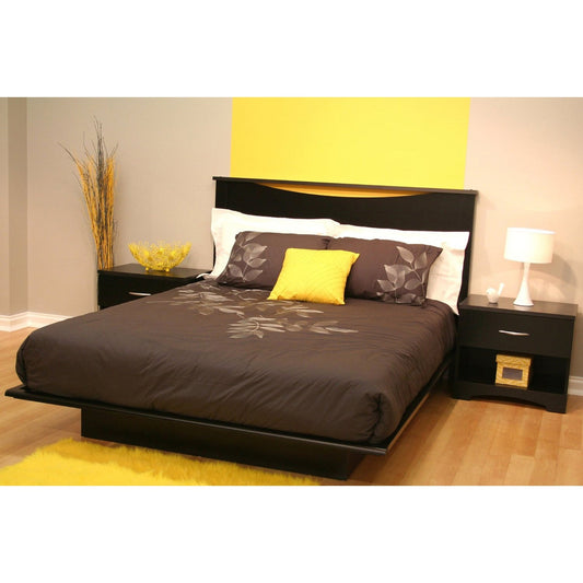 Full size Contemporary Platform Bed in Black Finish FastFurnishings