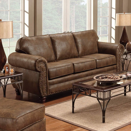 Sedona 4 Piece Leather Look Microfiber Sofa Set With Loveseat Chair Ottoman-1