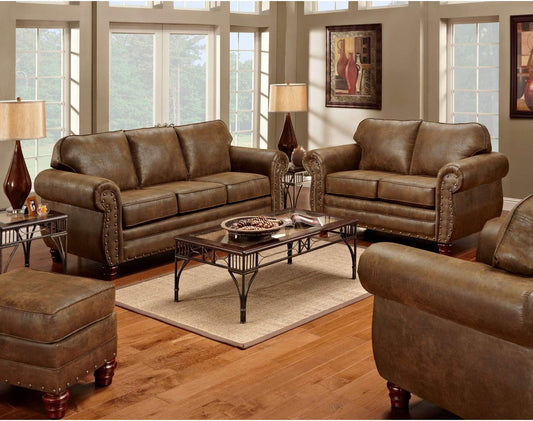 Sedona 4 Piece Leather Look Microfiber Sofa Set With Loveseat Chair Ottoman-0