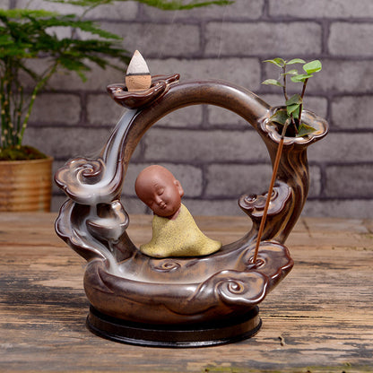 Ceramic Incense Burner Backflow Incense Burner Creative Ornaments Ceramic Backflow Incense Antique Purple Sand Aromatherapy Burner ShopyWave