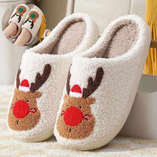 Christmas Shoes Winter Home Slippers Elk Soft Cozy Bedroom Slipper Slip On House Shoes ShopyWave