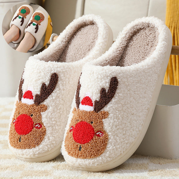 Christmas Shoes Winter Home Slippers Elk Soft Cozy Bedroom Slipper Slip On House Shoes ShopyWave