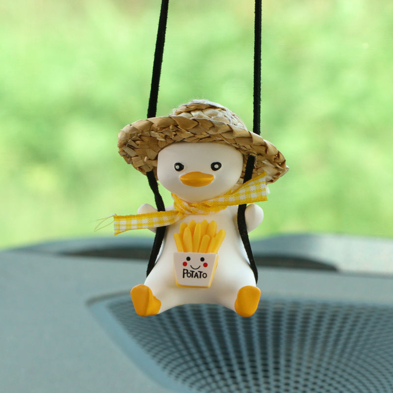 Car Pendant Cute Anime Little Duck Swing Auto Rearview Mirror Hanging Ornaments Interior Decoraction Accessories For Girls Gifts ShopyWave