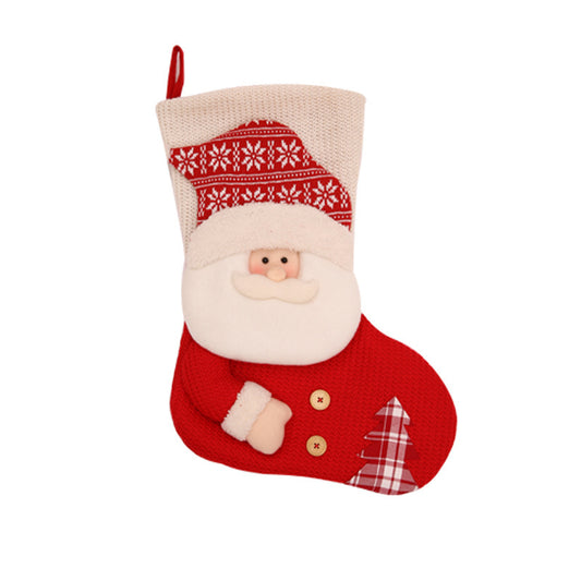 Large Red White Knitted Christmas Stocking Santa Claus Fireplace Decor Socks Xmas Gift Bags Candy Holder Decor For Home ShopyWave