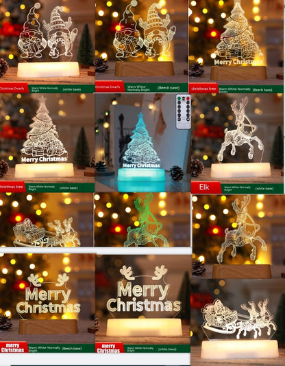 Christmas Decoration 3D Lamp Acrylic LED Night Lights New Year Valentines Day Christmas Kids Gift Christmas Ornaments ShopyWave