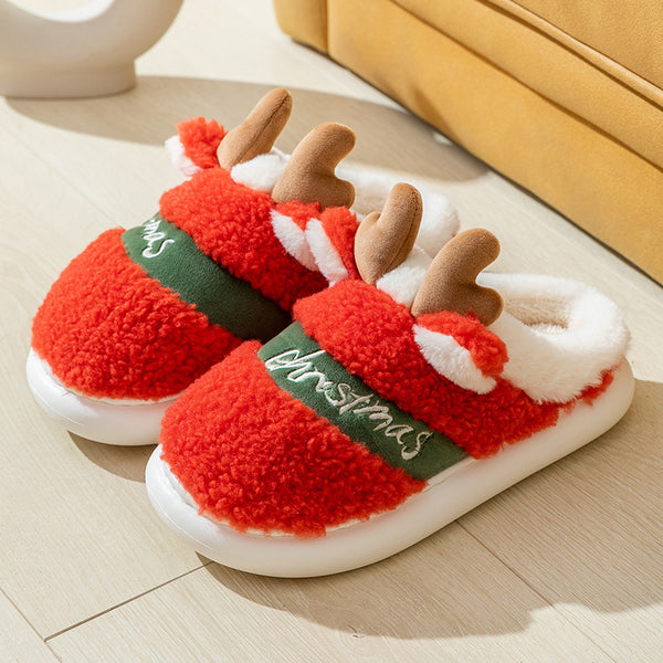 Christmas Shoes Winter Home Slippers Elk Soft Cozy Bedroom Slipper Slip On House Shoes ShopyWave