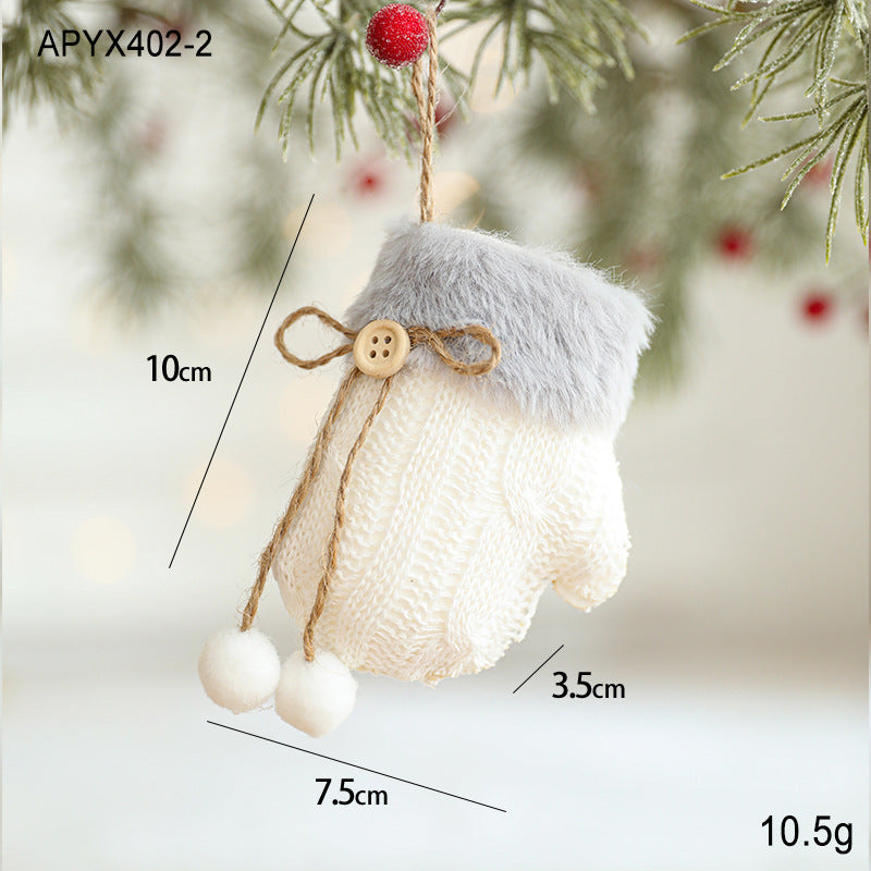 White Plush Fabric Pendant Gloves Sled Creative Christmas Tree Ornaments ShopyWave
