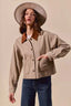 SO ME Cotton Twill Cropped Barn Jacket wtih Collar