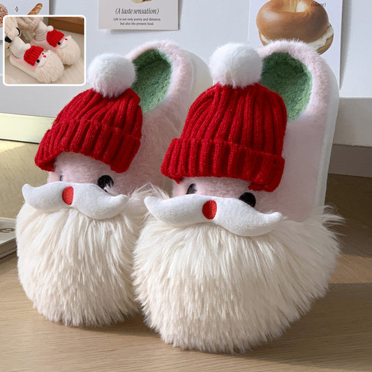 Cute Christmas Santa Claus Home Slippers Winter Warm Indoor Non-slip Floor Plush Shoes For Women ShopyWave
