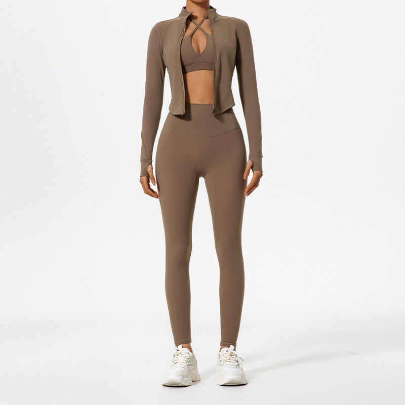 Solid Color Yoga Women's Outer Wear Sports Jacket Suits ShopyWave