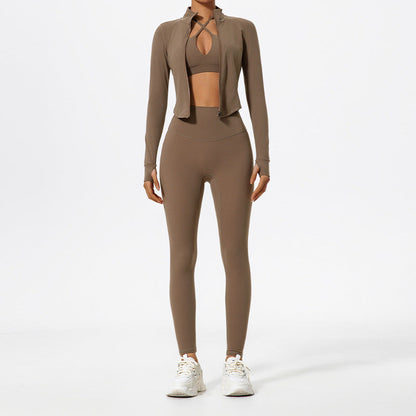 Solid Color Yoga Women's Outer Wear Sports Jacket Suits ShopyWave