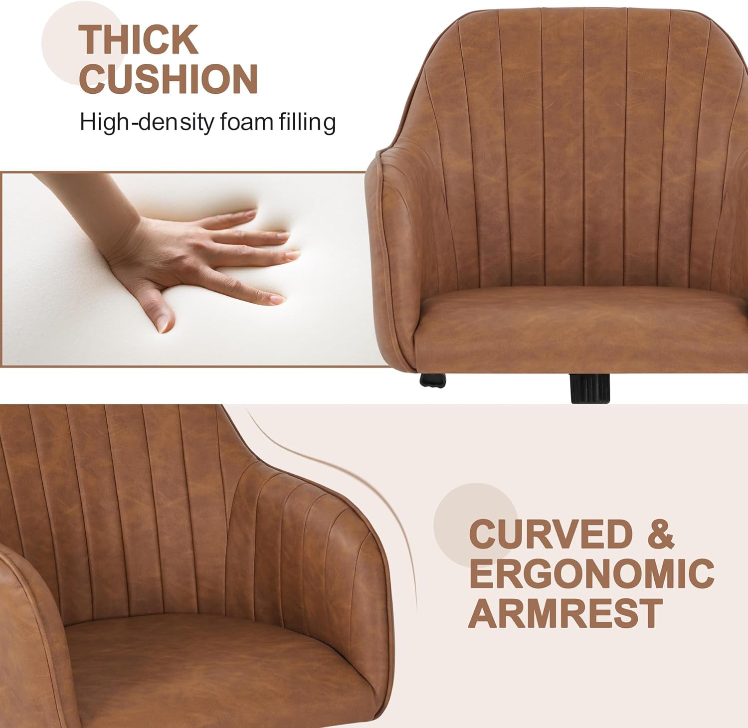 Height Adjustable Brown Ergonomic Office Desk Chair-4