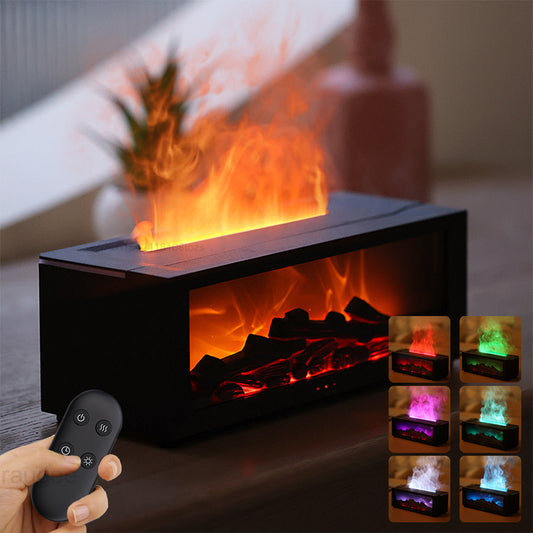 New Flame Aromatherapy Machine Colorful Essential Oil Diffuser Home Large Fog Volume Flame Humidifier 3D Flame Fireplace Machine ShopyWave