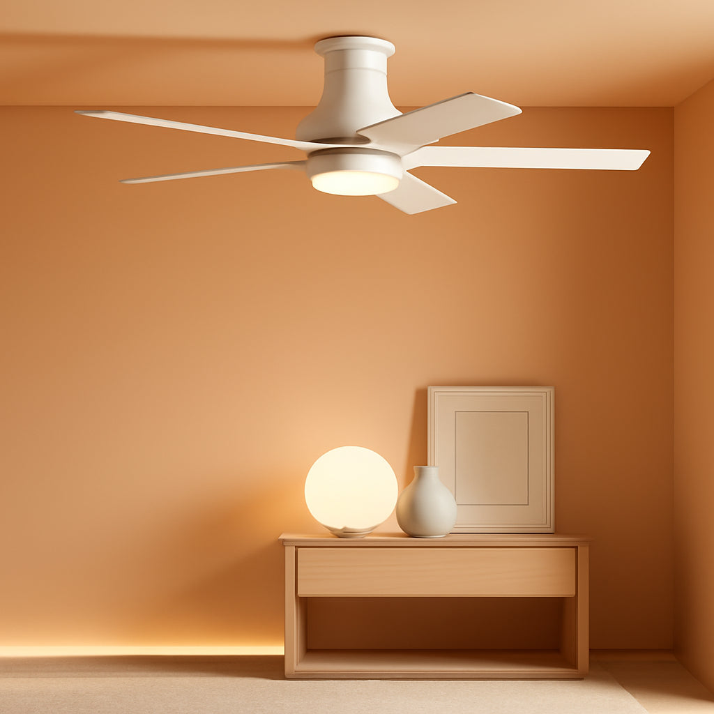 52 Inch White Ceiling Fan With Dimmable LED Lights-0