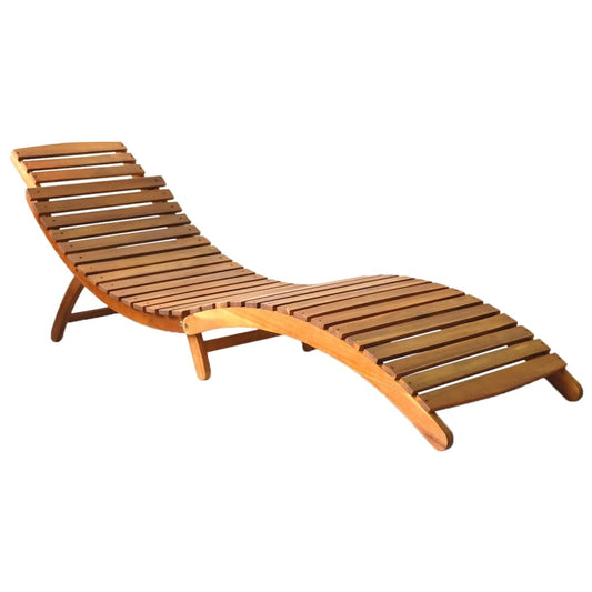 vidaXL Patio Sun Lounger with Cushion Solid Acacia Wood-0