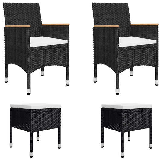 vidaXL 5 Piece Patio Dining Set Black VidaXL
