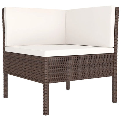 vidaXL 11 Piece Patio Lounge Set with Cushions Poly Rattan Brown-3