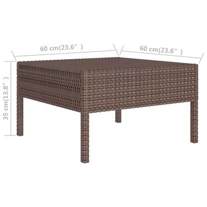 vidaXL 11 Piece Patio Lounge Set with Cushions Poly Rattan Brown-4
