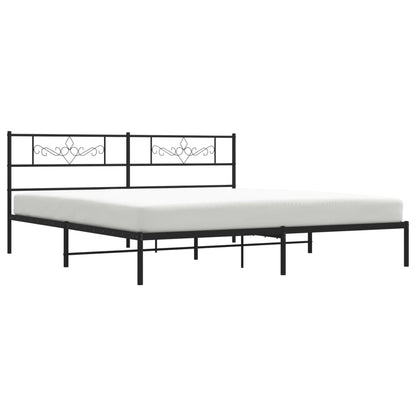 vidaXL Metal Bed Frame with Headboard Black 76"x79.9" King VidaXL
