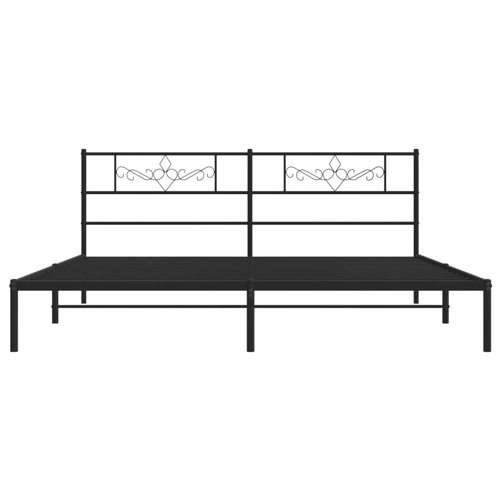 vidaXL Metal Bed Frame with Headboard Black 76"x79.9" King VidaXL