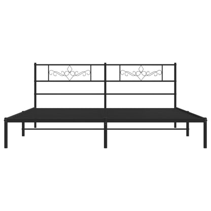 vidaXL Metal Bed Frame with Headboard Black 76"x79.9" King VidaXL