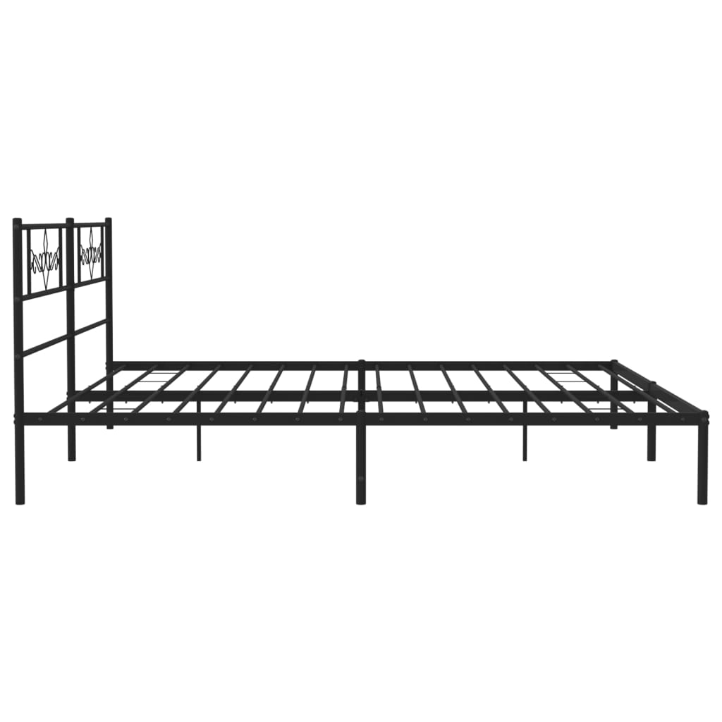 vidaXL Metal Bed Frame with Headboard Black 76"x79.9" King VidaXL