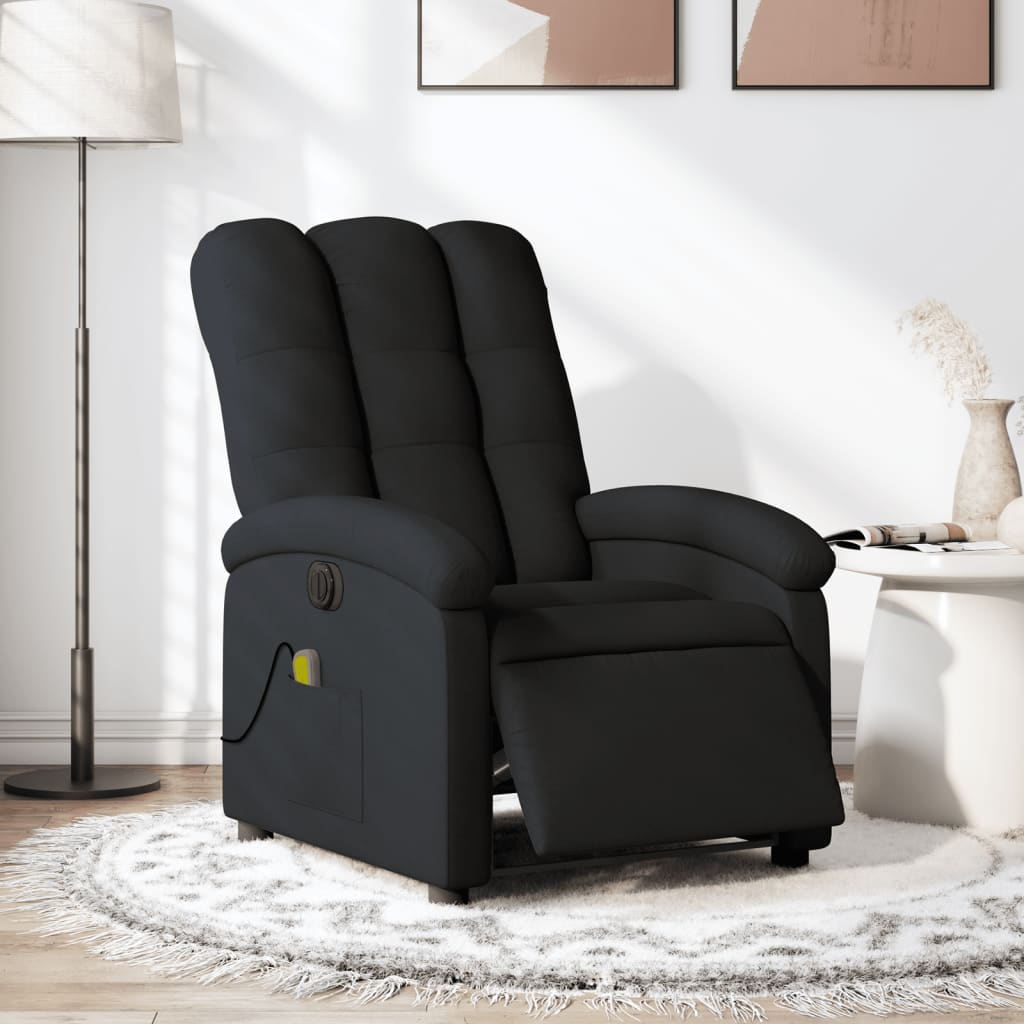 vidaXL Electric Massage Recliner Chair Black Fabric VidaXL