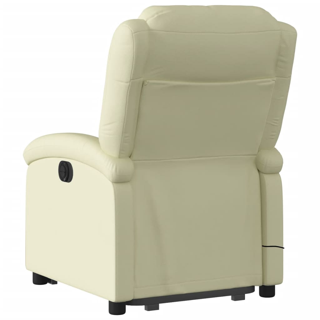 vidaXL Stand up Massage Recliner Chair Cream Real Leather VidaXL