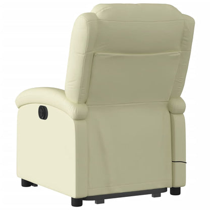 vidaXL Stand up Massage Recliner Chair Cream Real Leather VidaXL