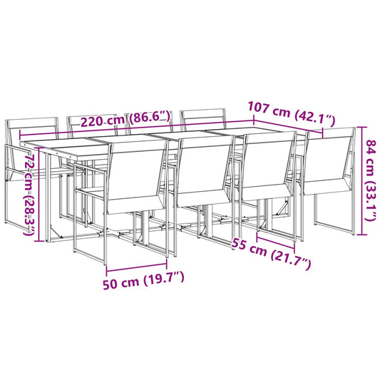 vidaXL Patio Dining Set Table and Chair Garden Outdoor Furniture Black Textilene-1