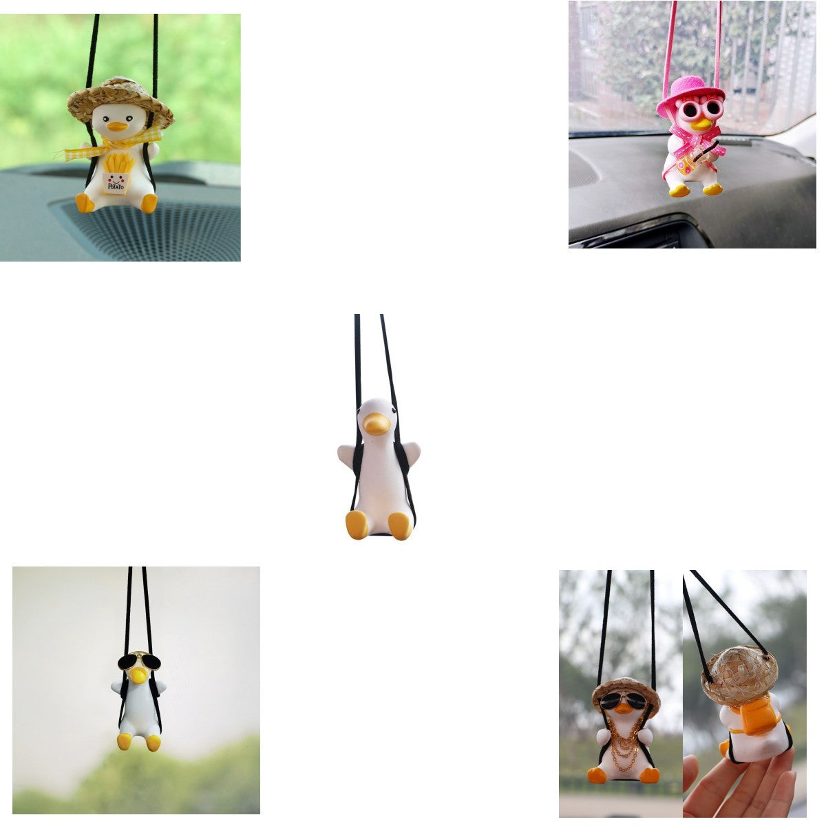 Car Pendant Cute Anime Little Duck Swing Auto Rearview Mirror Hanging Ornaments Interior Decoraction Accessories For Girls Gifts ShopyWave