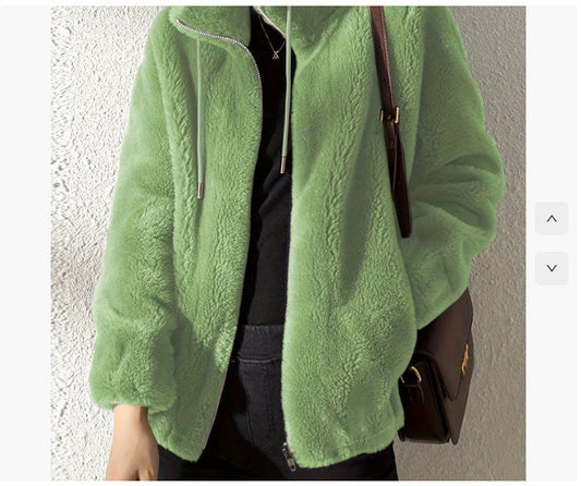 Double Faced Fleece Warm High Neck Sweater Women Cardigan ShopyWave