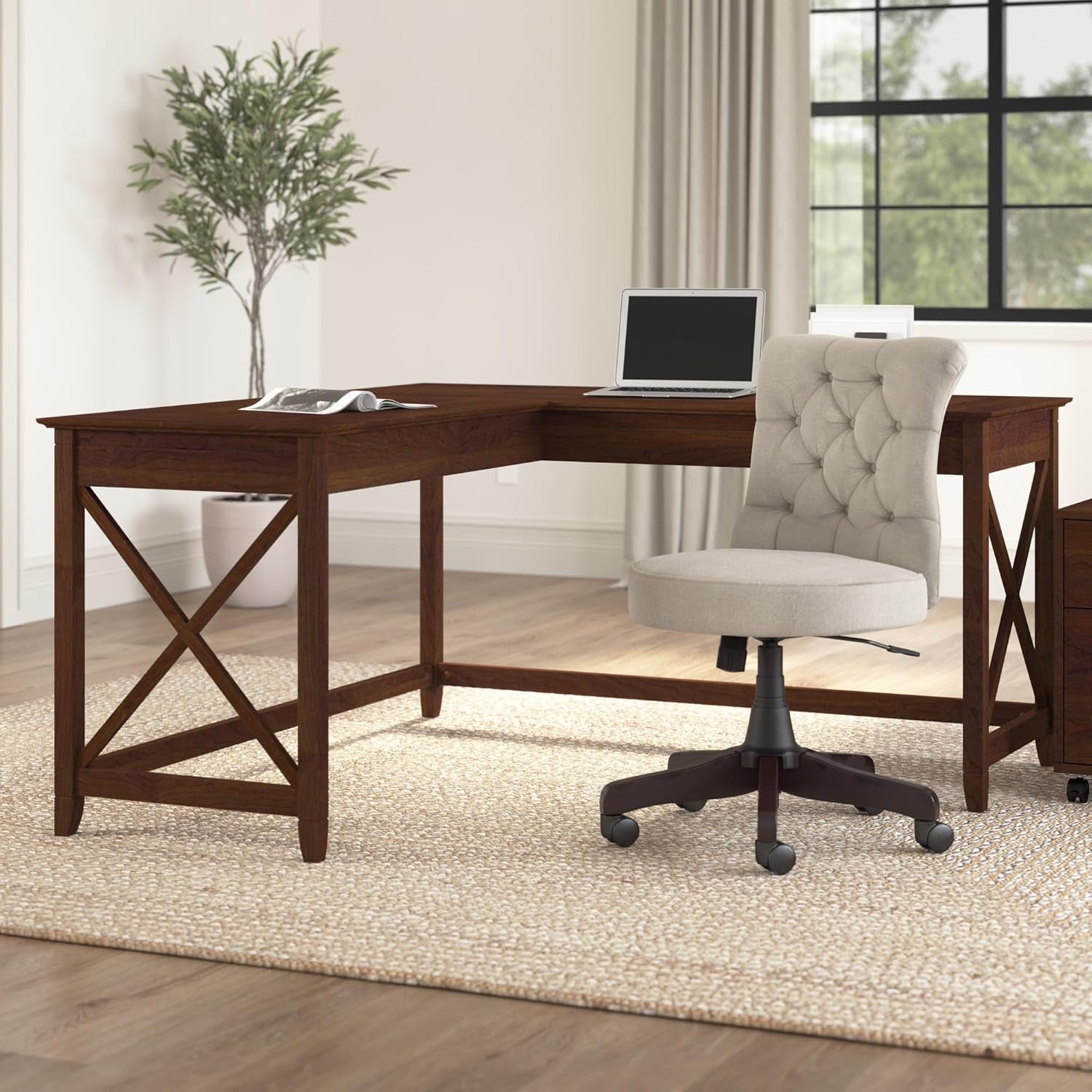 Key West 60W L Shaped Desk For Home Office Workspace-1