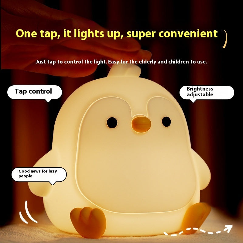 Baby Penguin Small Night Bedroom Bedside Silicone Pat Lamp ShopyWave