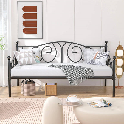 Twin size Victorian Black Metal Daybed Frame - 350 lbs. Weight Capacity-1