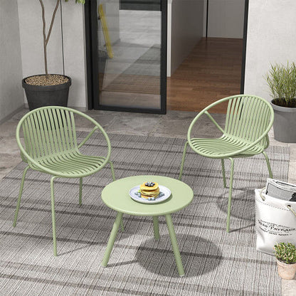 All Weather PP Patio Conversation Set with Round Coffee table and 2 Chairs-Green Unbranded