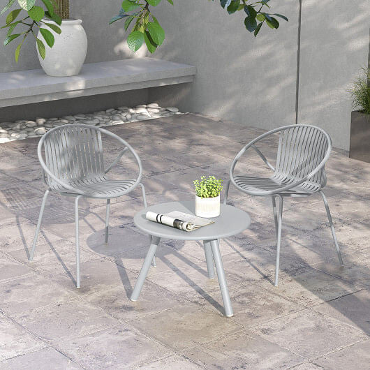 All Weather PP Patio Conversation Set with Round Coffee table and 2 Chairs-Green Unbranded