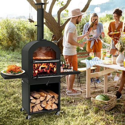 Outdoor Pizza Oven with Protective Cover and Grill Racks and Built-in Thermometer Unbranded