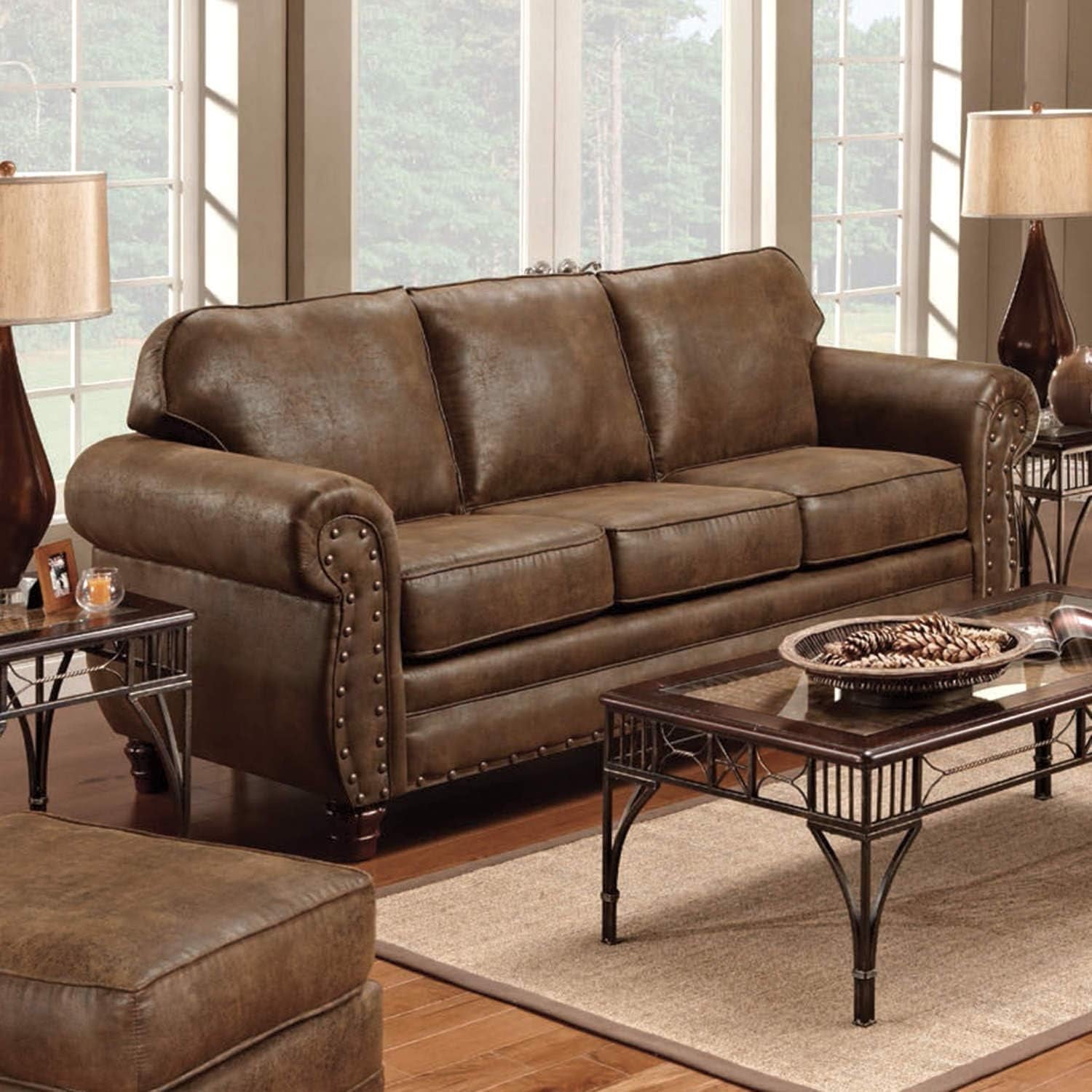 Sedona 4 Piece Leather Look Microfiber Sofa Set With Loveseat Chair Ottoman ShipItFurniture