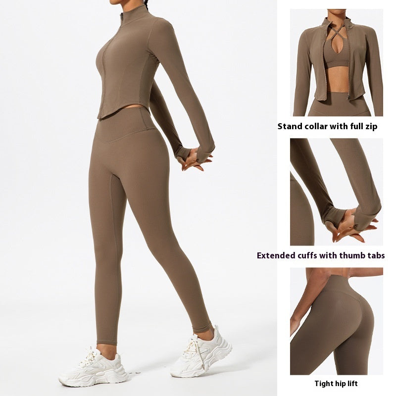 Solid Color Yoga Women's Outer Wear Sports Jacket Suits ShopyWave