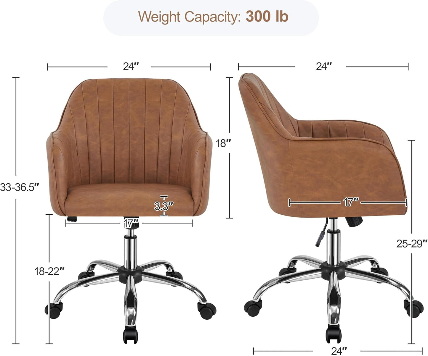 Height Adjustable Brown Ergonomic Office Desk Chair-2