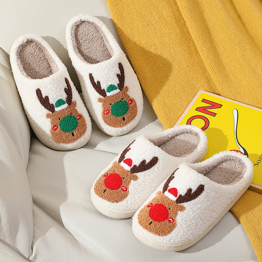 Christmas Shoes Winter Home Slippers Elk Soft Cozy Bedroom Slipper Slip On House Shoes ShopyWave